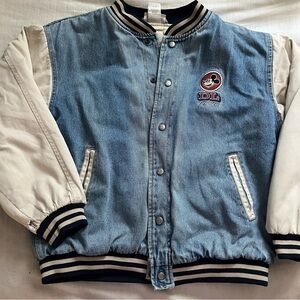Vintage Disney Denim Varsity Jacket - Medium